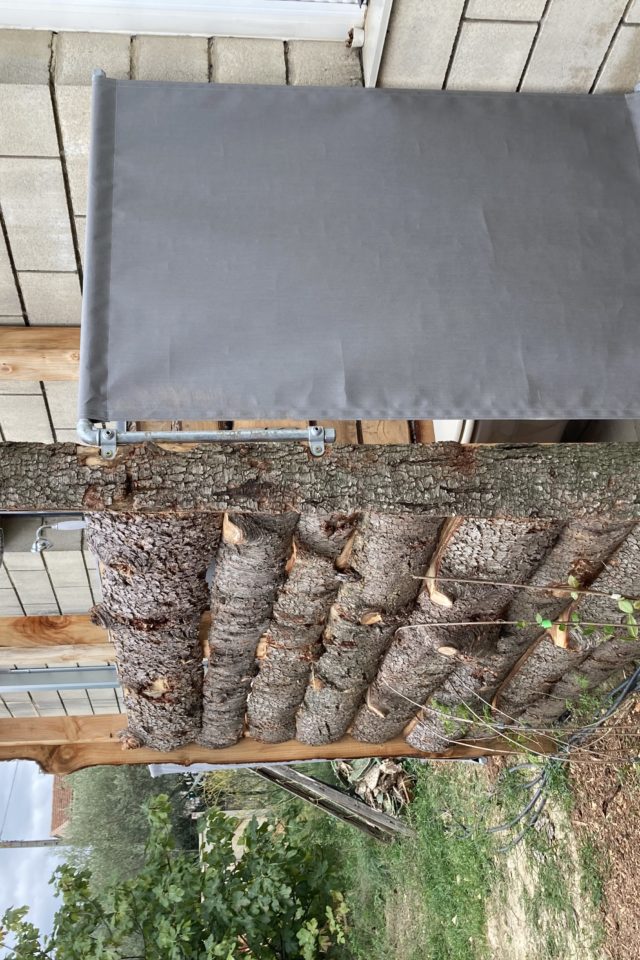 Projet de cabine de douche extérieur en toile de store à Uzès (30)