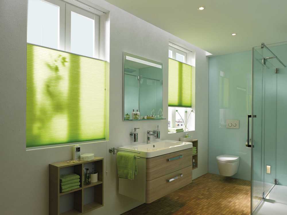 Store plisse double sens salle de bain vert