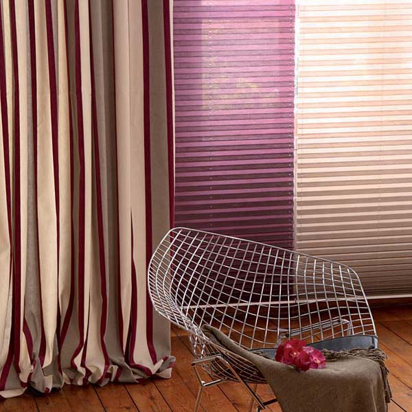 Store plisse rose et blanc 