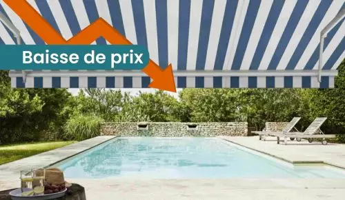 store banne rayé bleu et blanc