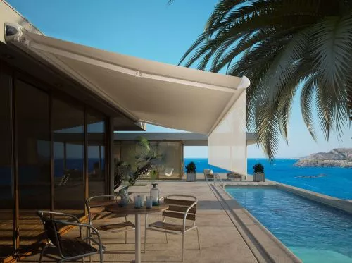 store banne coffre blanc lambrequin enroulable