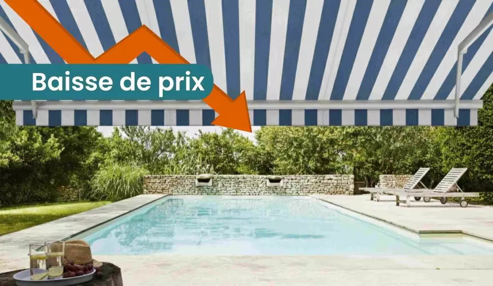 store banne rayé bleu et blanc