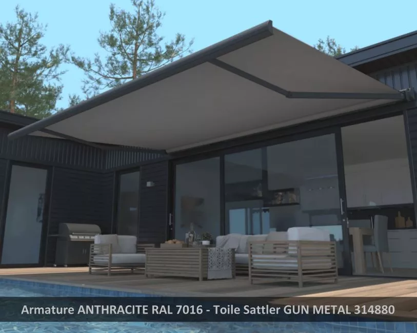 store banne coffre led bras support