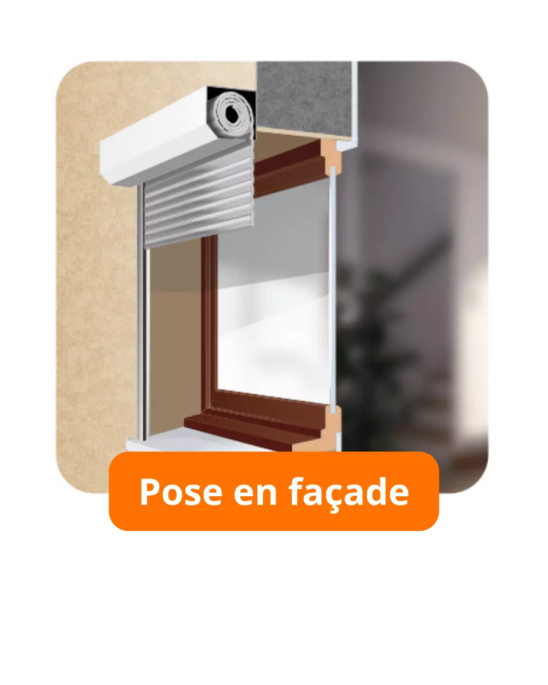 volet roulant solaire, pose en façade, installation murale, coffre extérieur, configuration 3D