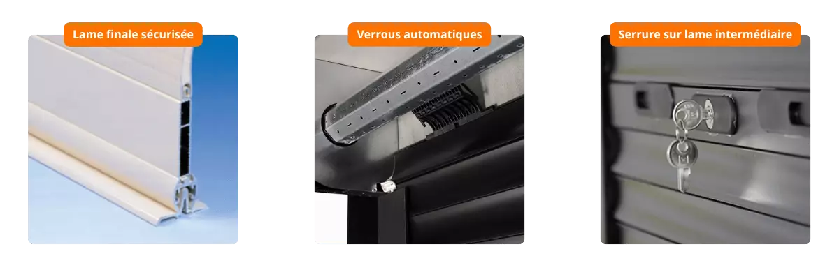 Options de sécurité pour volet roulant rénovation verrouillage automatique, serrure sur lame intermédiaire et lame finale sécurisée pour volet roulant rénovation