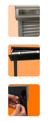 volet roulant solaire, panneau solaire intégré, accès batterie, recharge manuelle, installation technique