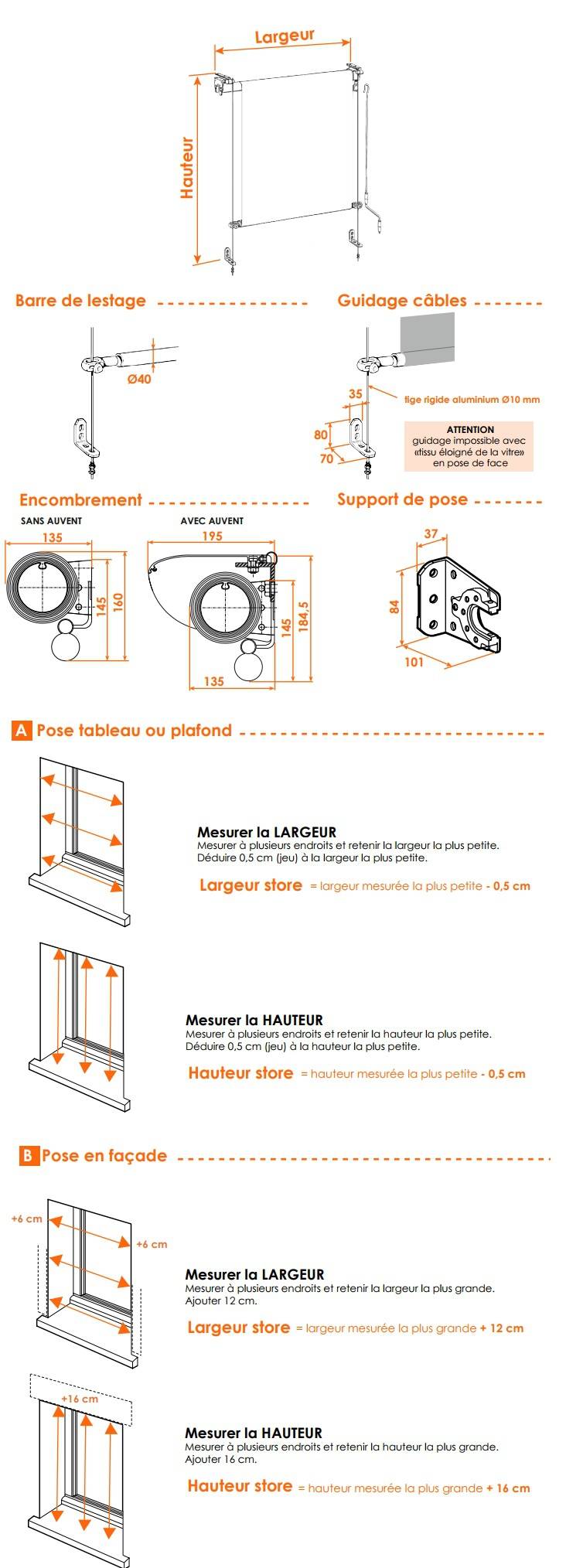 Store vertical bannette - enrouleur extérieur pour grande largeur
