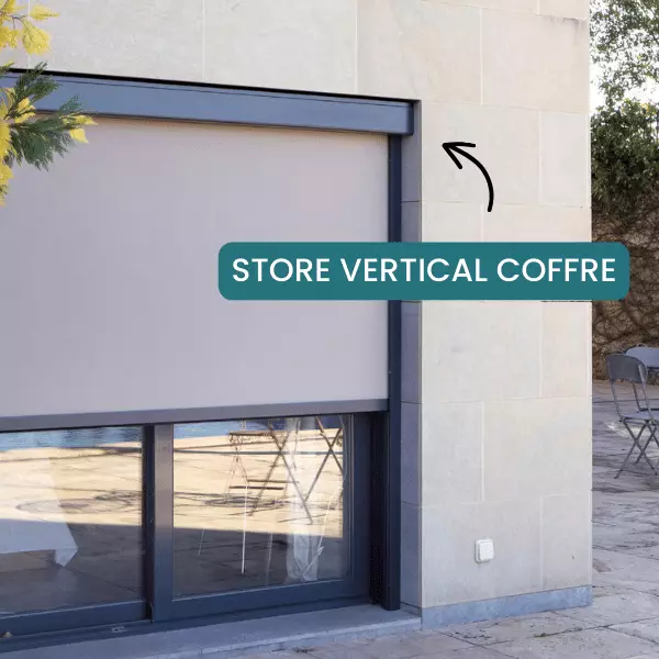 store vertical extérieur avec coffre gris anthracite