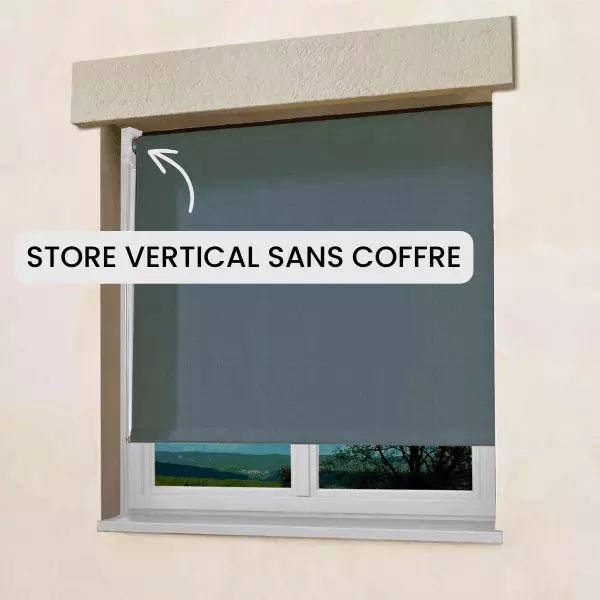 Store vertical avec guide toile grise